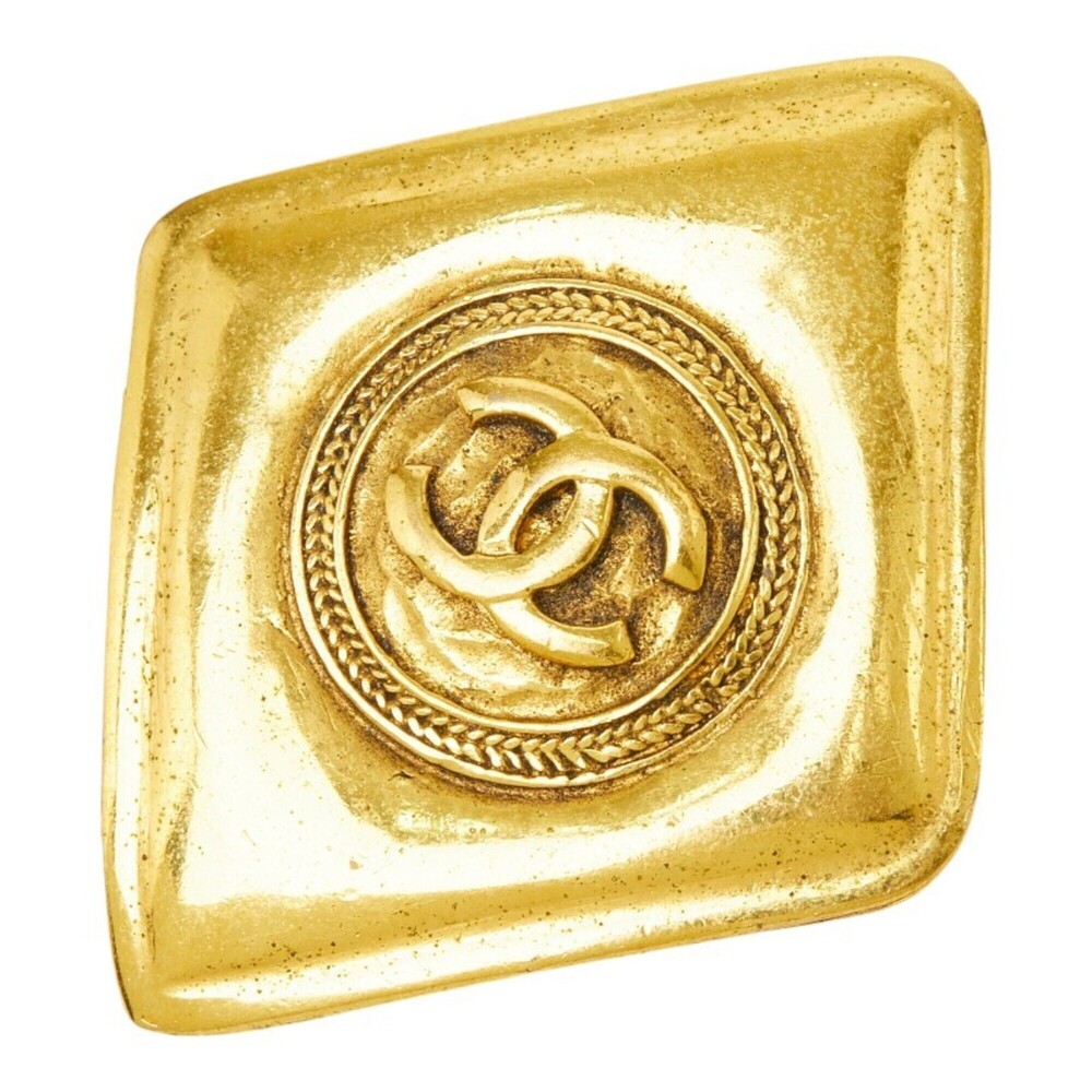 CHANEL Gold Diamond Logo Brooch